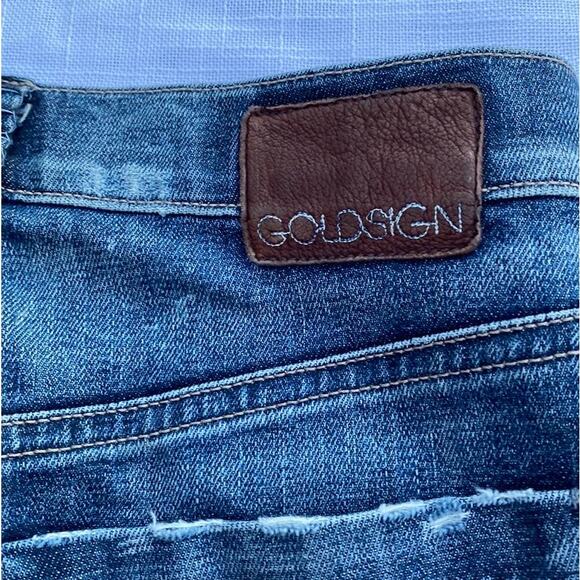 New Goldsign Blitz Embroidered Distressed Button Fly Jean Denim Mini Skirt 27 - Picture 6 of 14